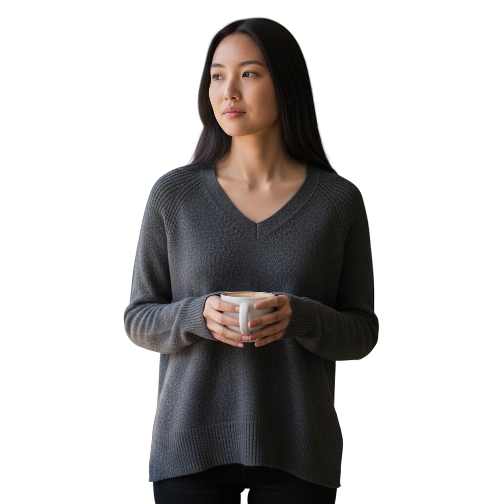 Griffin Gray Cashmere V-Neck Sweater